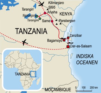karta över Zanzibar